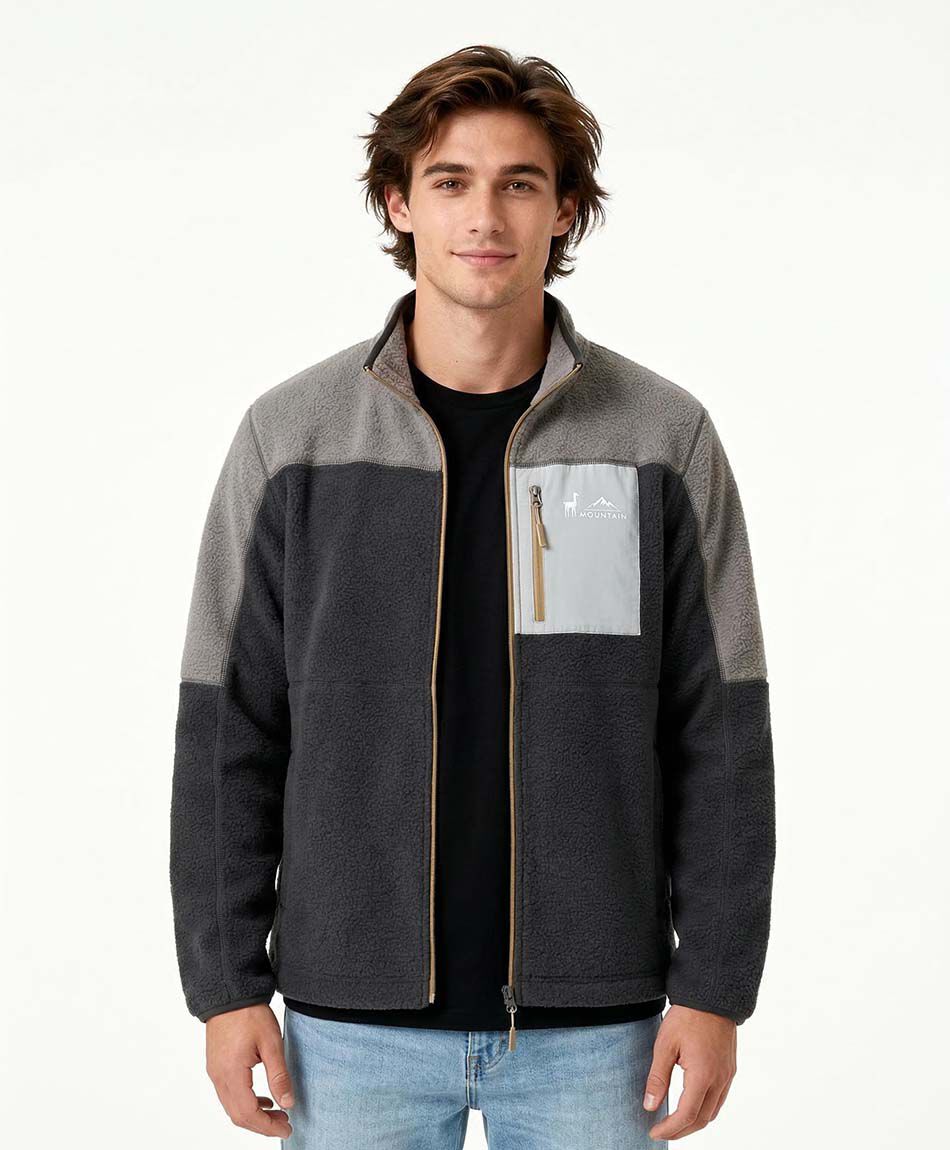 Chaqueta hombre polar bicolor bolsillo