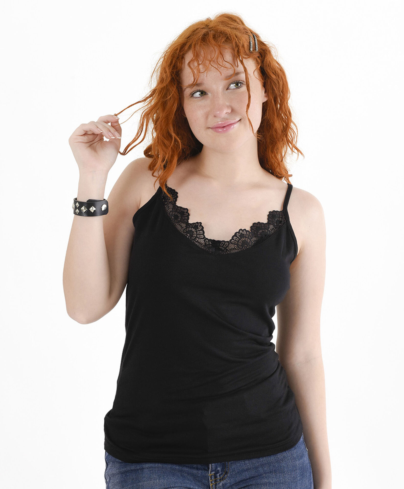 Polera mujer top encaje ajustado Polera mujer top encaje ajustado