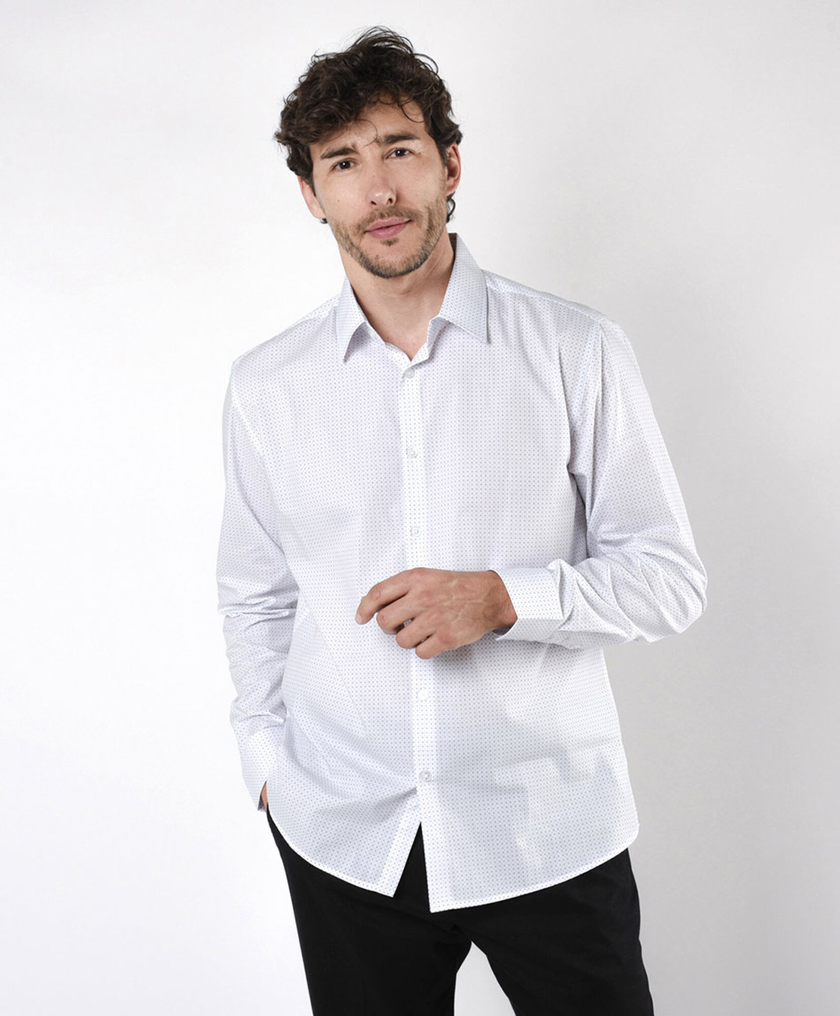 Camisa hombre puntitos blanca Camisa hombre puntitos blanca