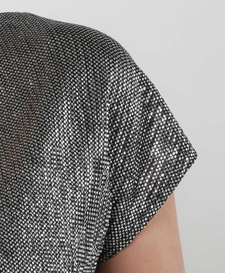 Polera mujer cruzada brillante