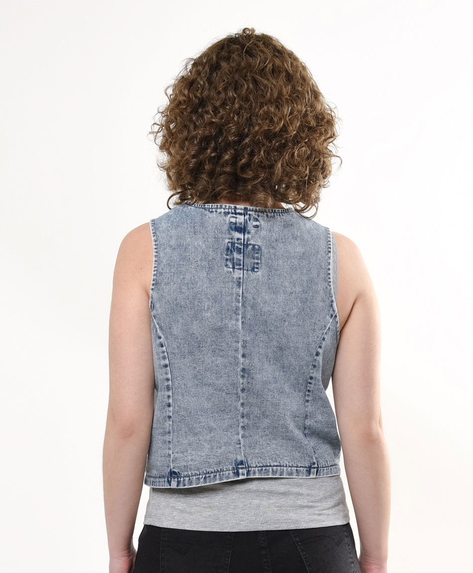 Vest mujer denim tachitas