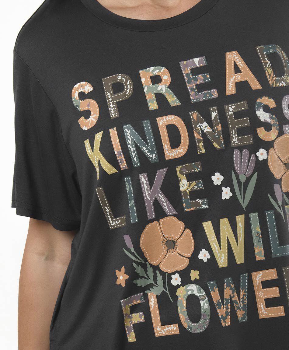Polera mujer frase jard&iacute;n oversize