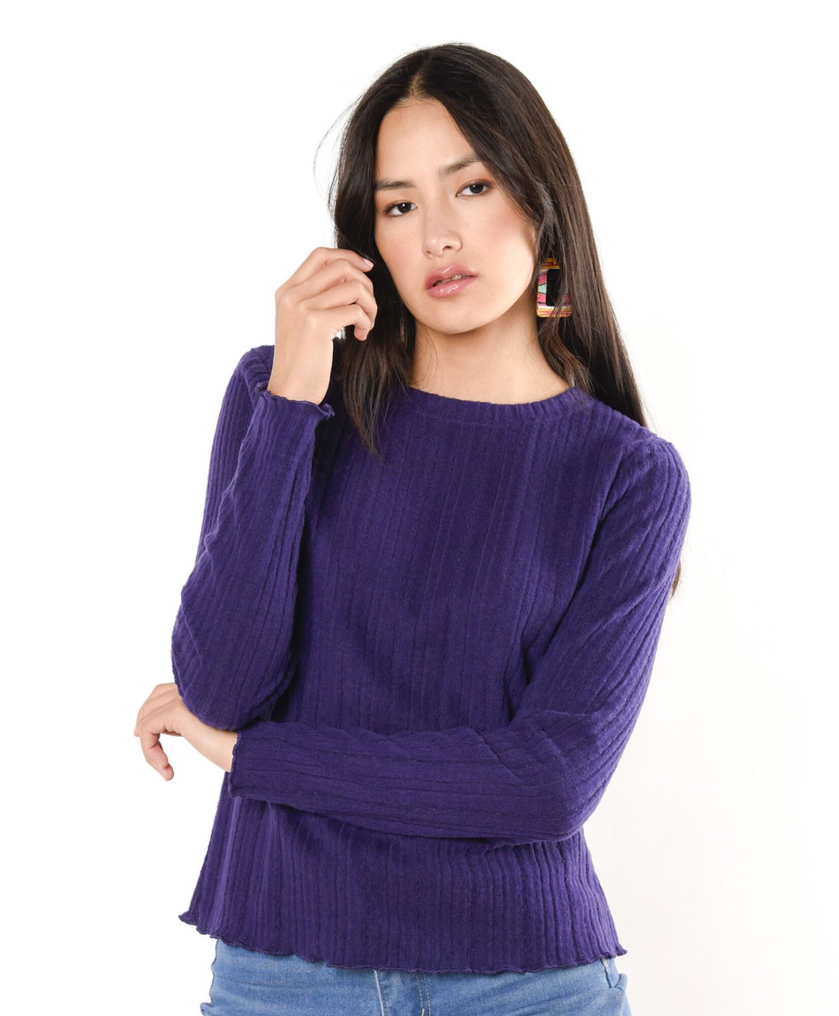 Polera mujer líneas morada Polera mujer líneas morada