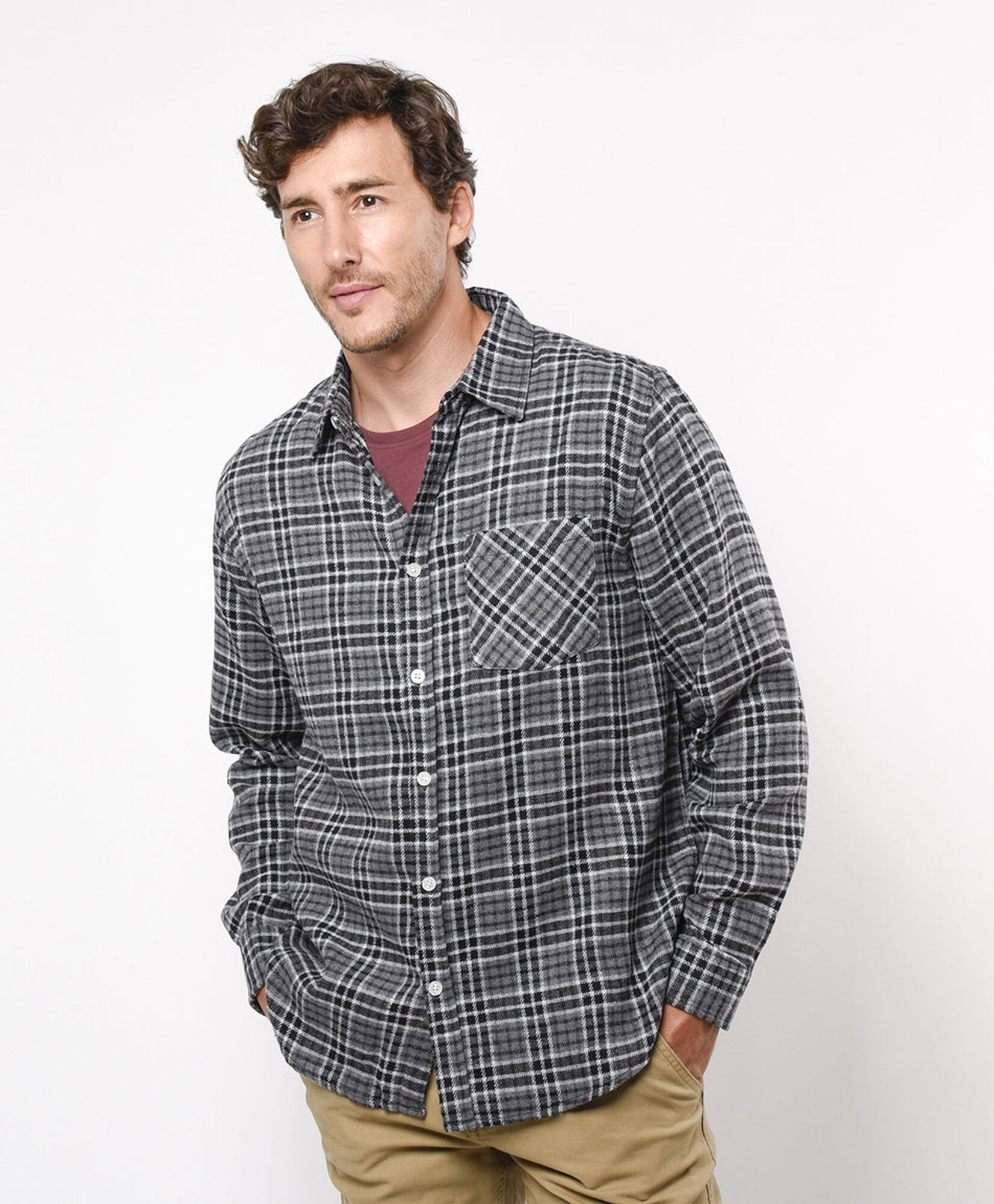Camisa hombre franela gris Camisa hombre franela gris