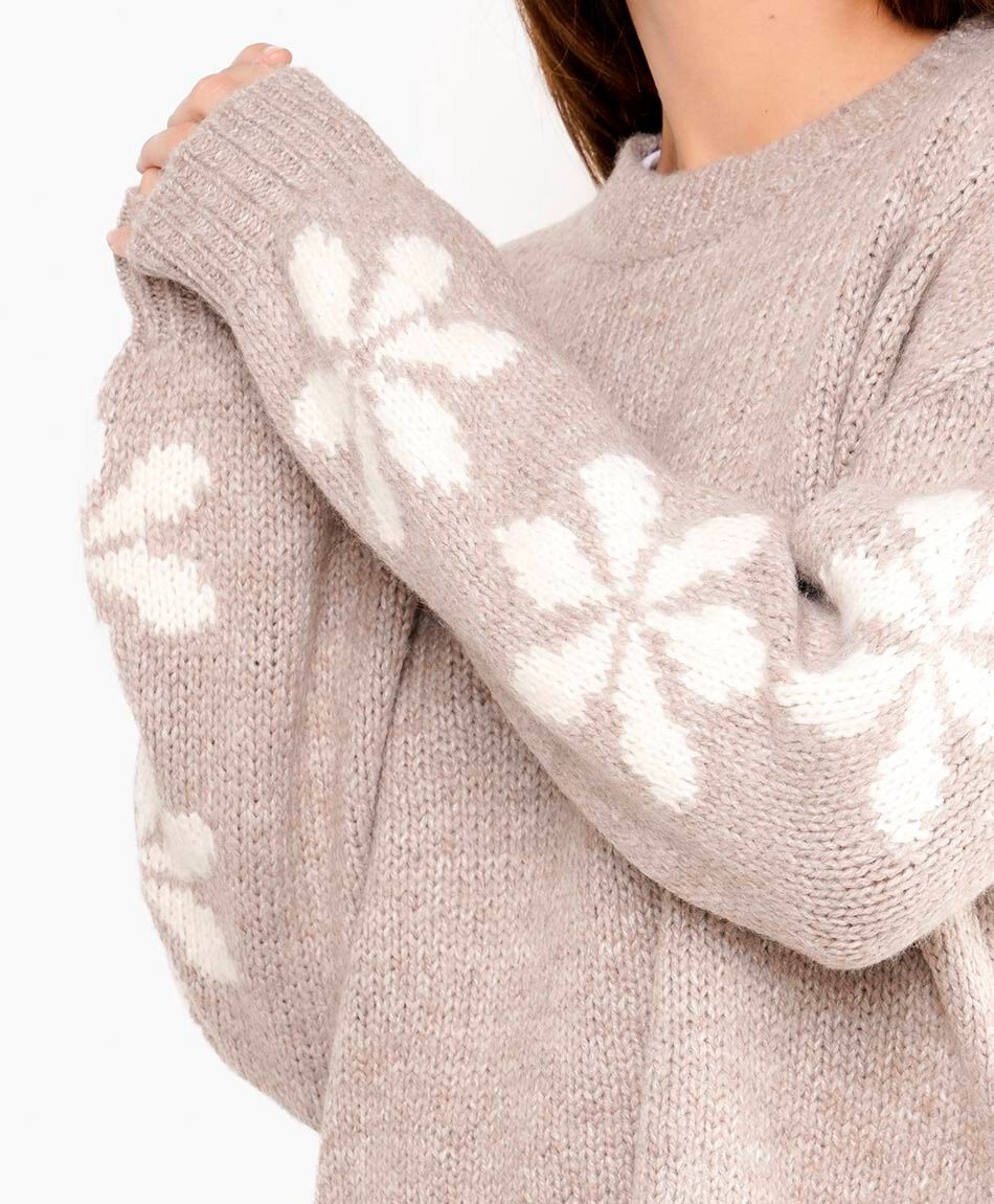 Sweater mujer flores manga