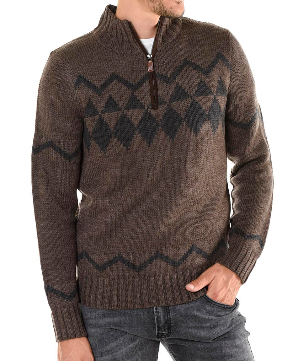 Sweater medio cierre cuello redondo