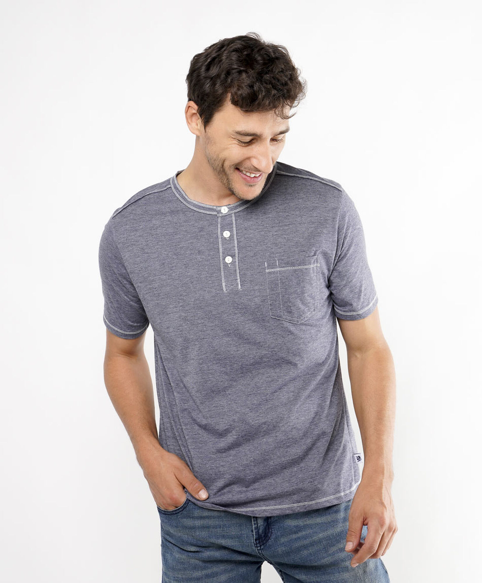 Polera hombre lisa botones Polera hombre lisa botones
