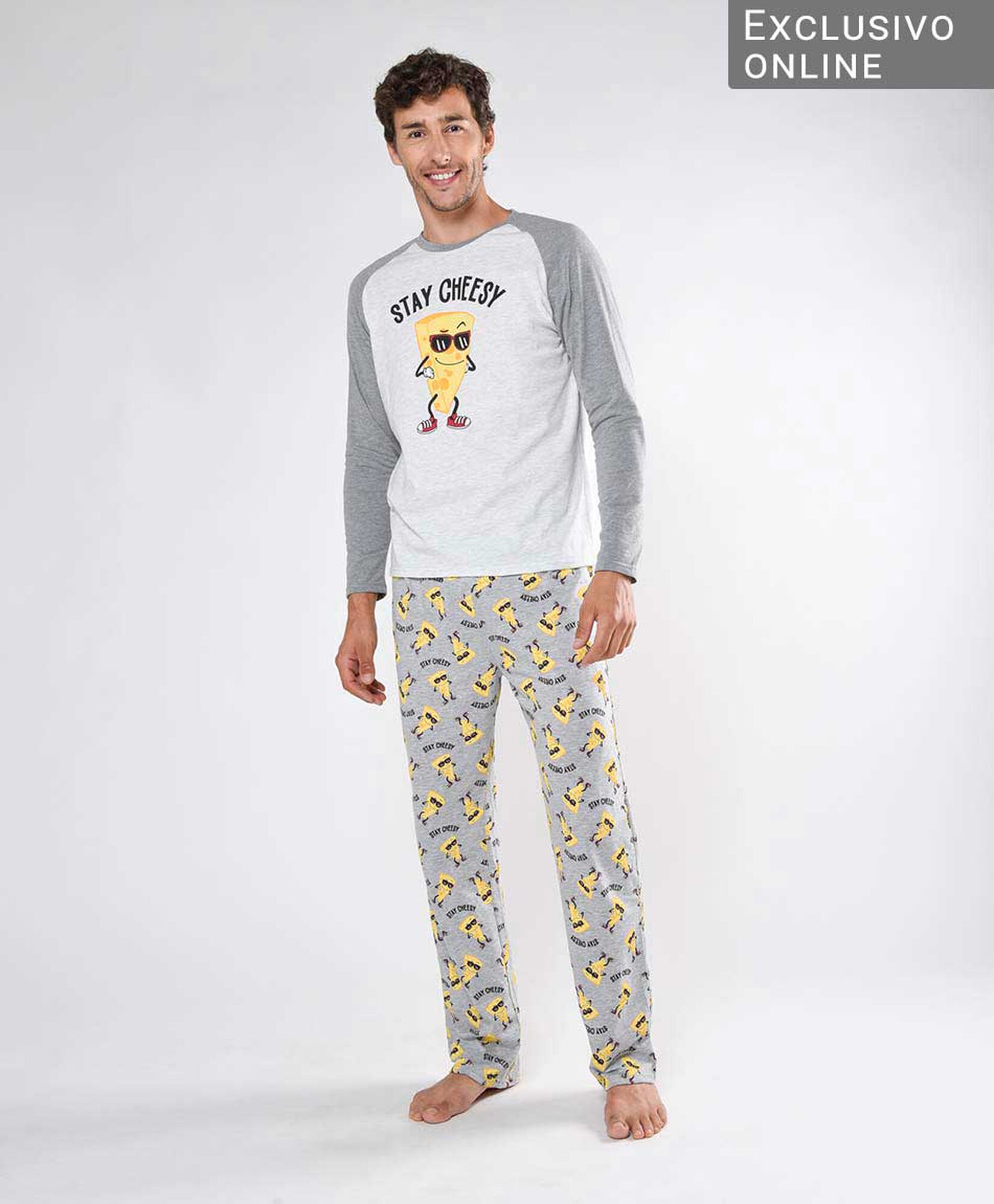 Pijama hombre estampado queso 2 piezas Pijama hombre estampado queso 2 piezas