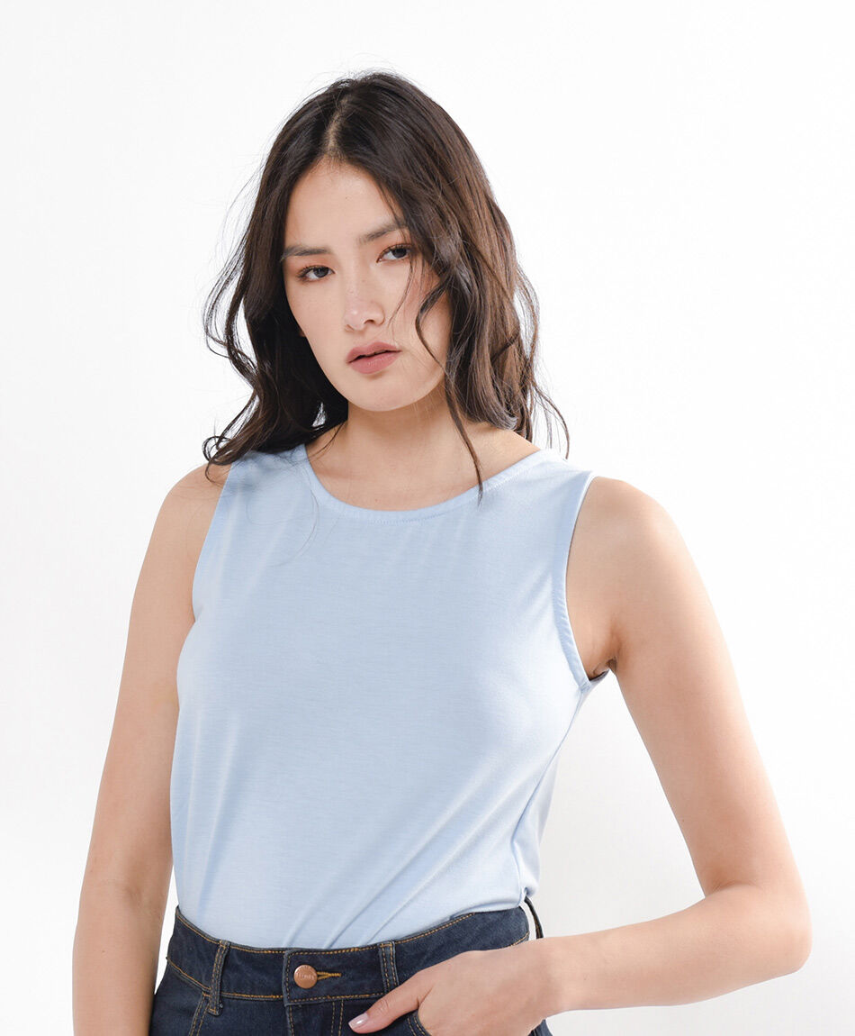 Polera mujer top azul