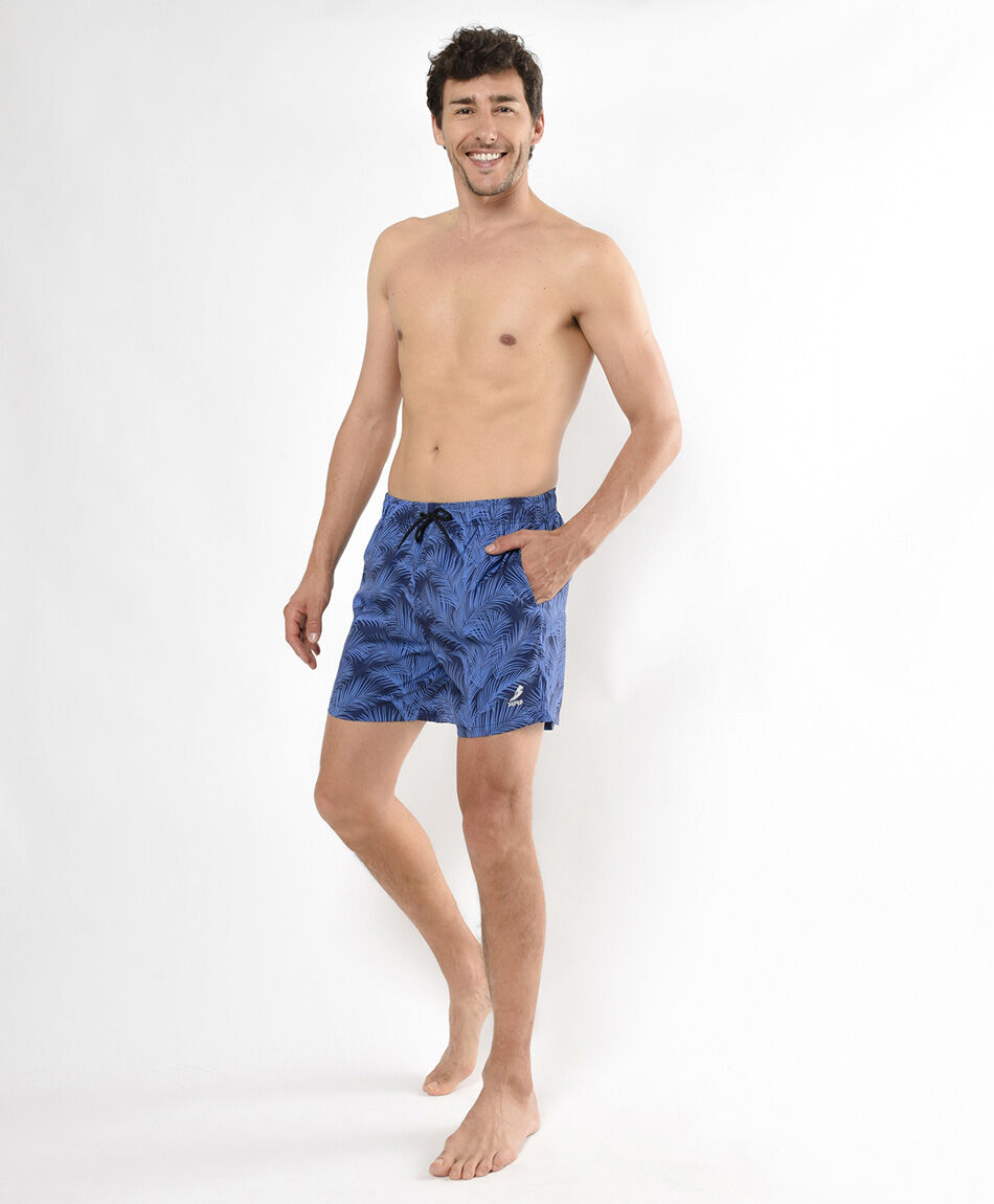 Traje de ba&ntilde;o hombre hojas azul