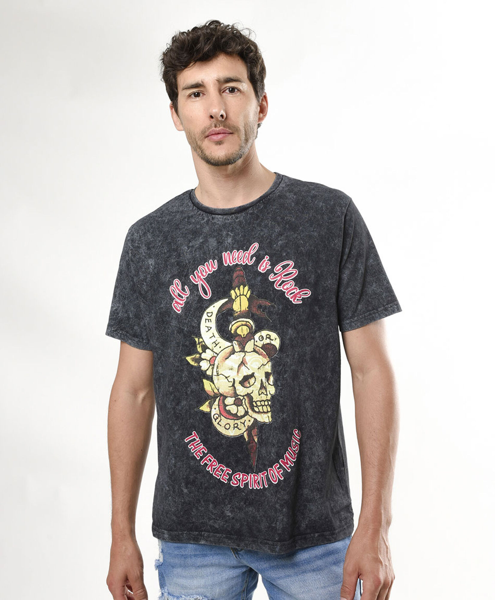 Polera hombre desgastada doble rock Polera hombre desgastada doble rock