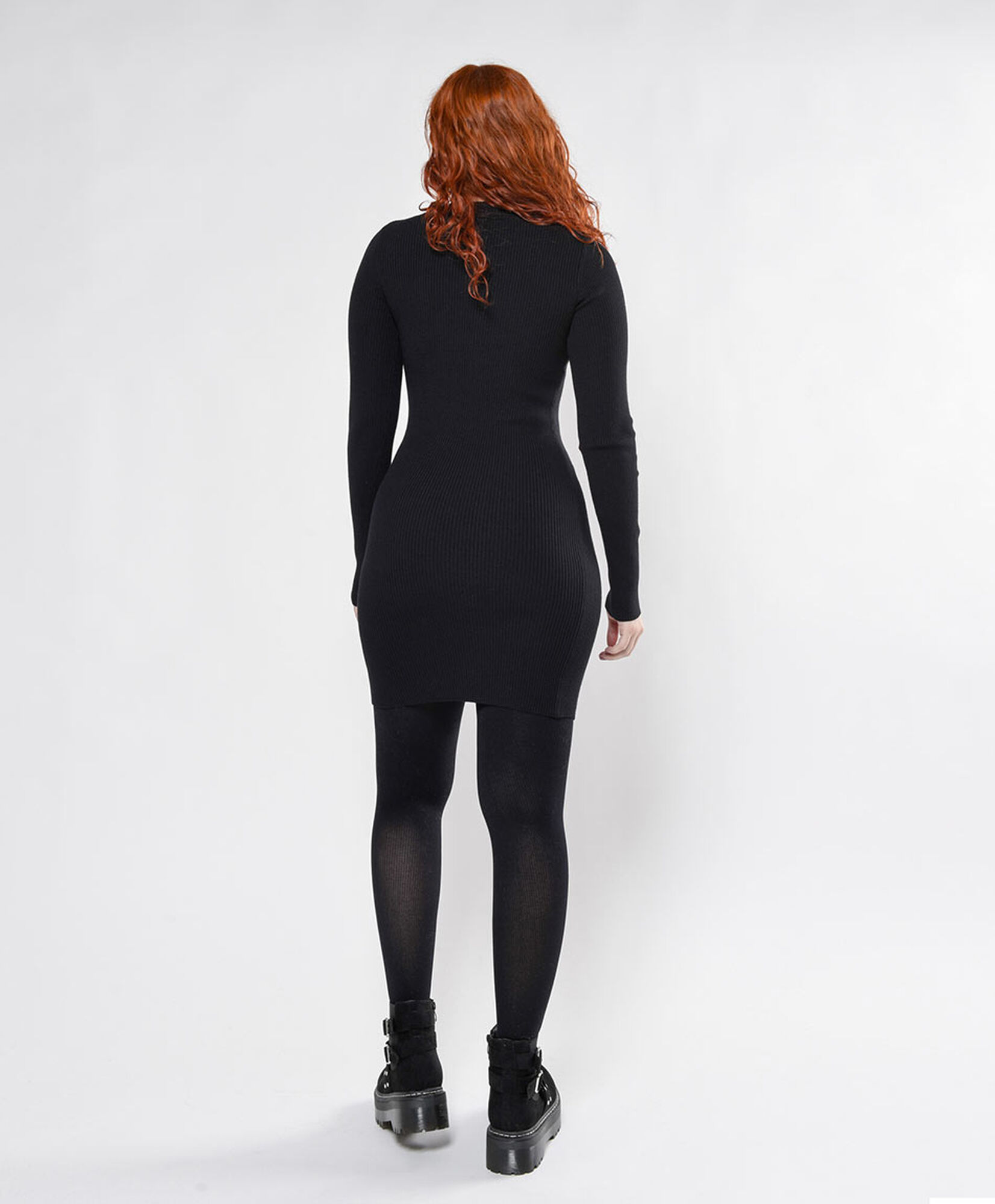 Vestido tejido corto mujer escote flor Vestido tejido corto mujer escote flor
