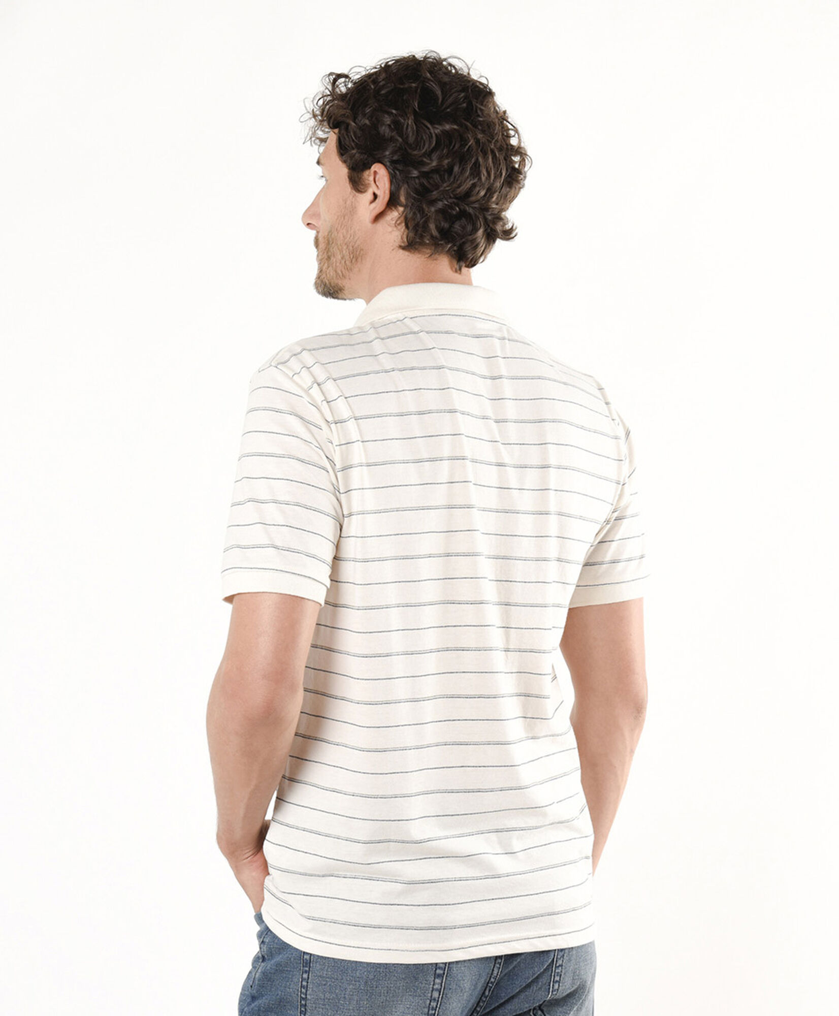 Polera hombre líneas cuello piqué Polera hombre líneas cuello piqué