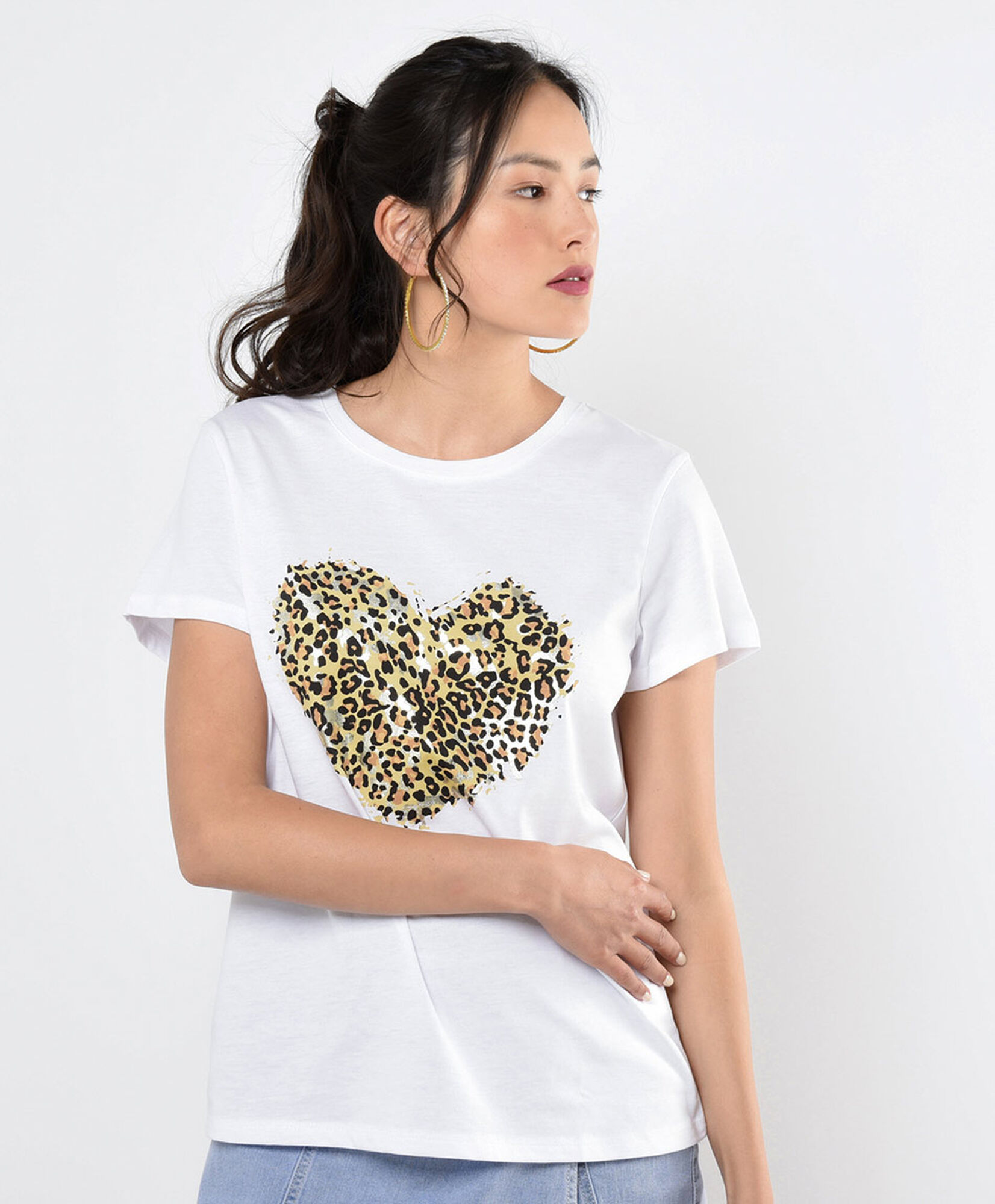 Polera mujer corazón animal print Polera mujer corazón animal print