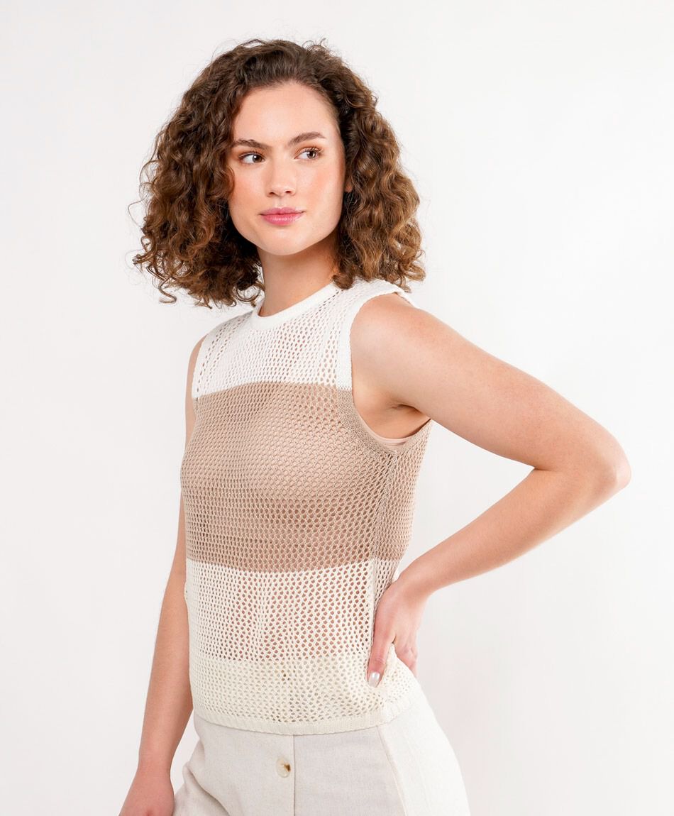 Tejido mujer calado bicolor