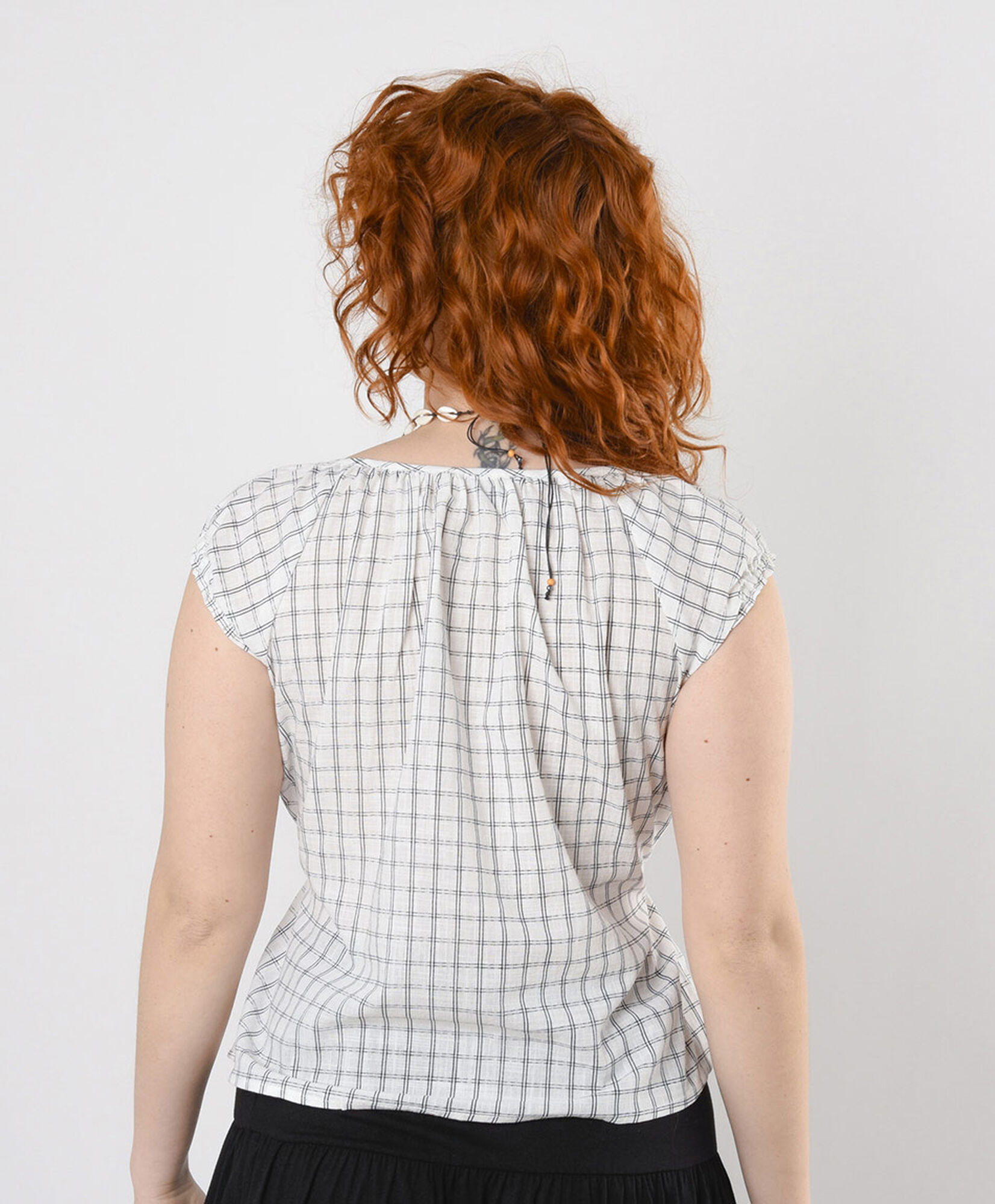 Blusa mujer cuadritos lazo Blusa mujer cuadritos lazo