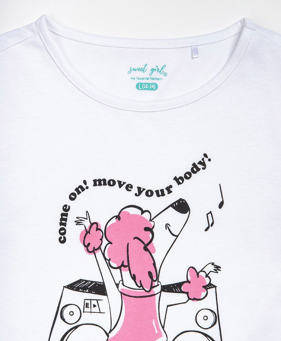 Polera ni&ntilde;a perrito bailando