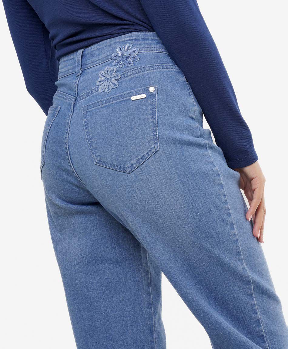 Jeans mujer bordado flores