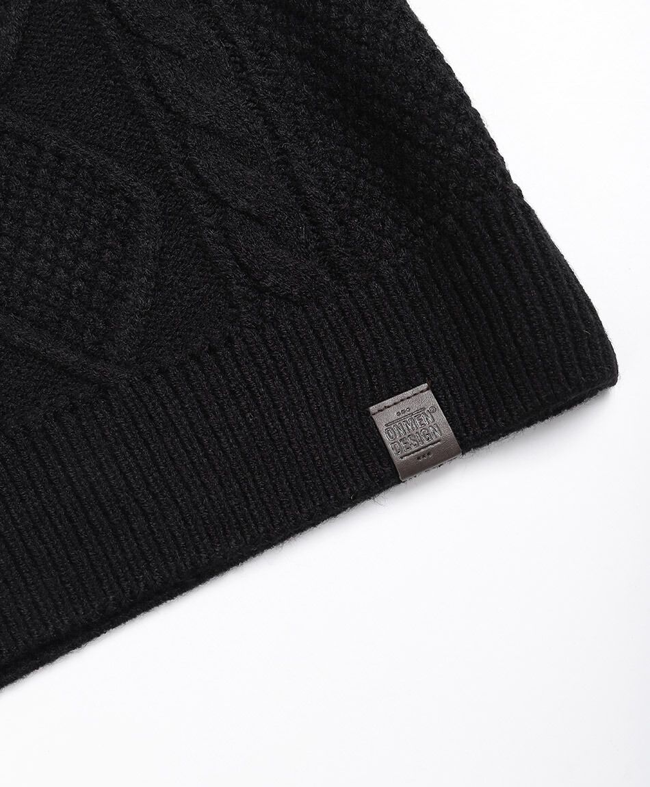 Sweater hombre cuello redondo trenzado negro