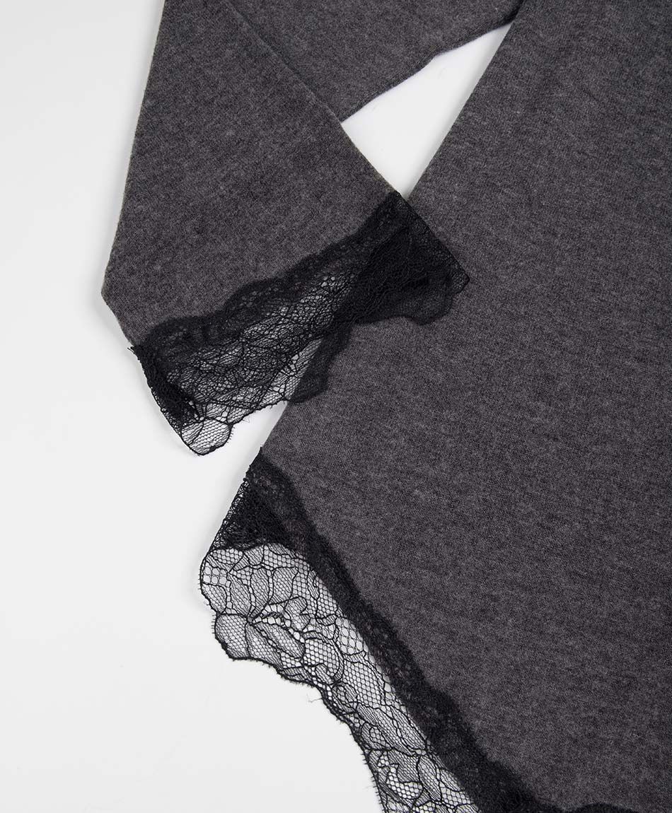 Polera mujer encaje bordes