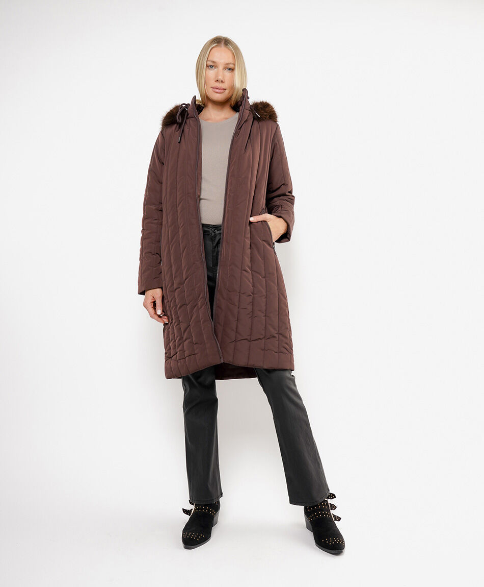Parka mujer larga pelitos gorro