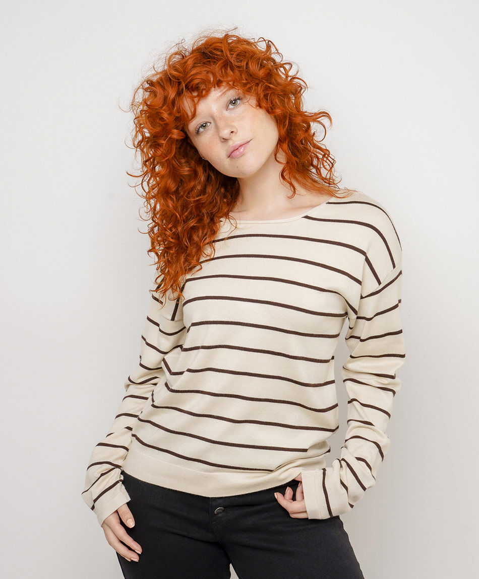 Sweater mujer l&iacute;neas brown