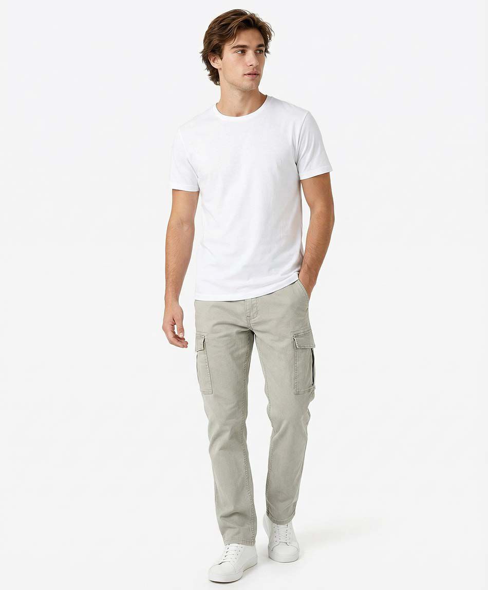 Pantal&oacute;n hombre liso cargo