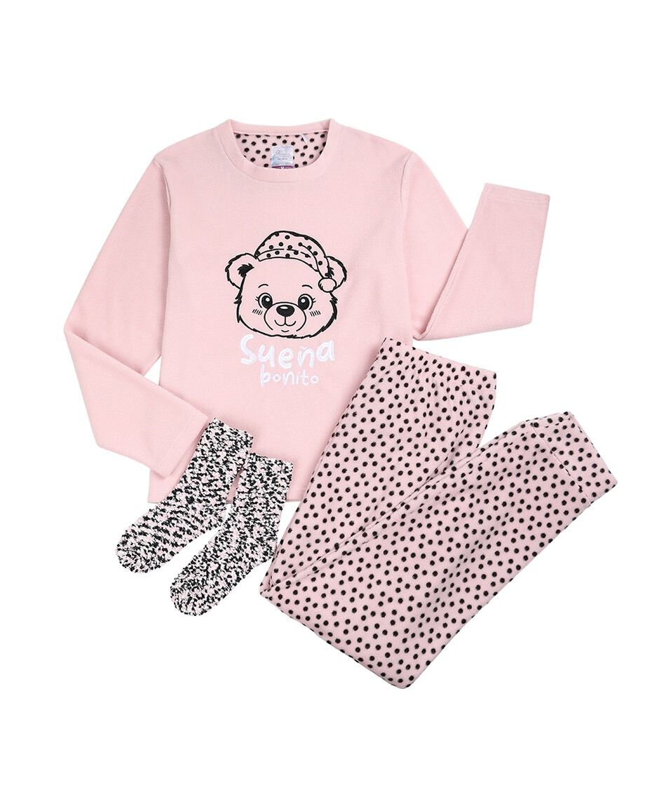 Pack pijama + calcetines mujer polar osito sue&ntilde;a