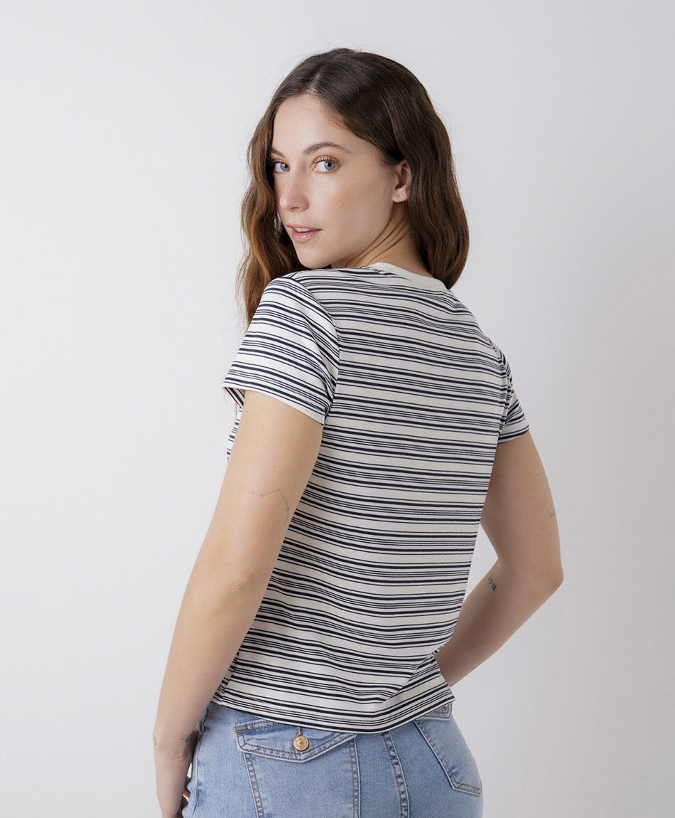 Polera mujer l&iacute;neas mix