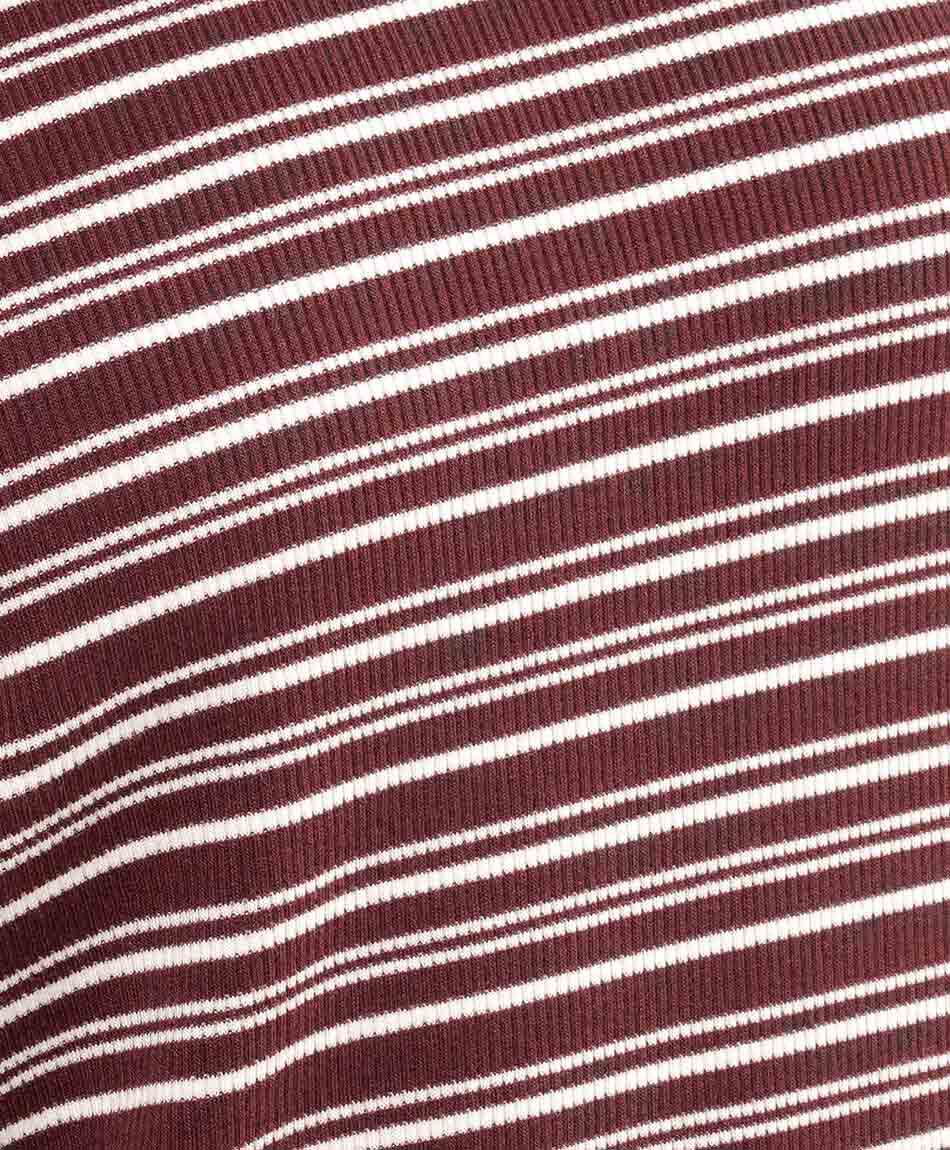 Polera mujer rayas finas burdeo