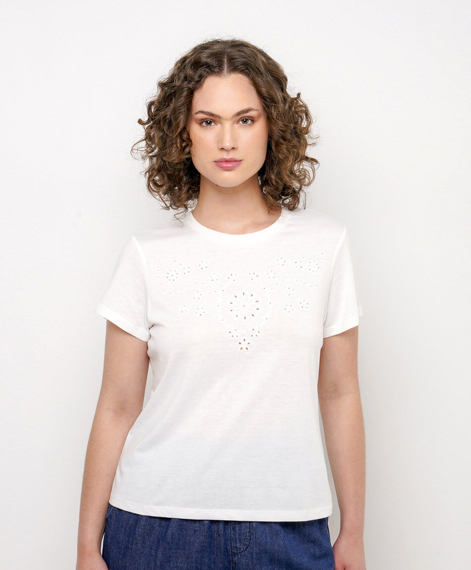Polera mujer bordado frontal