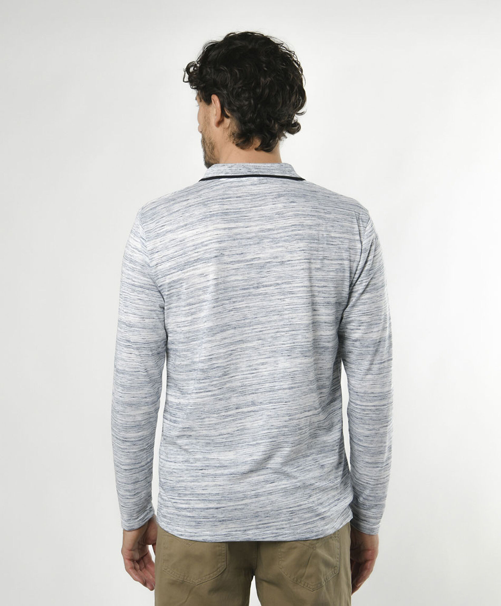Polera hombre cuello piqué jaspeada gris Polera hombre cuello piqué jaspeada gris