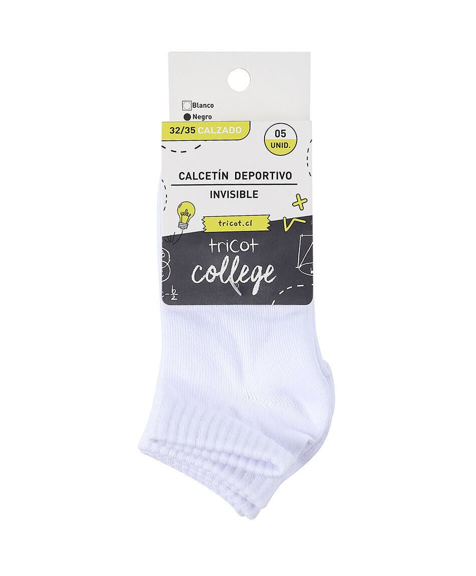 Pack 5 calcetines escolar blanco