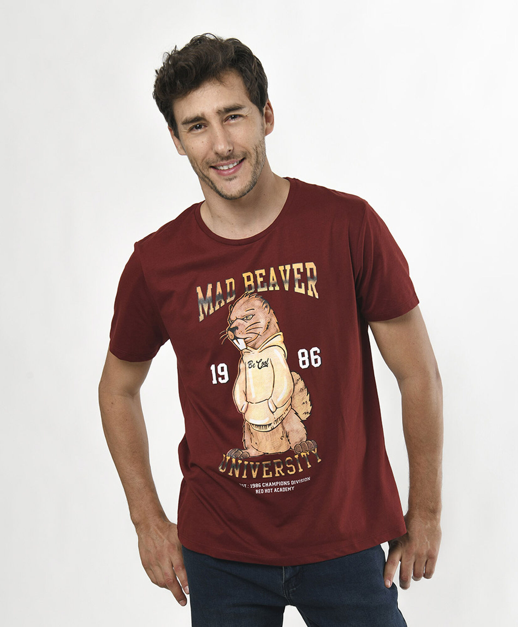 Polera hombre estampado castor Polera hombre estampado castor
