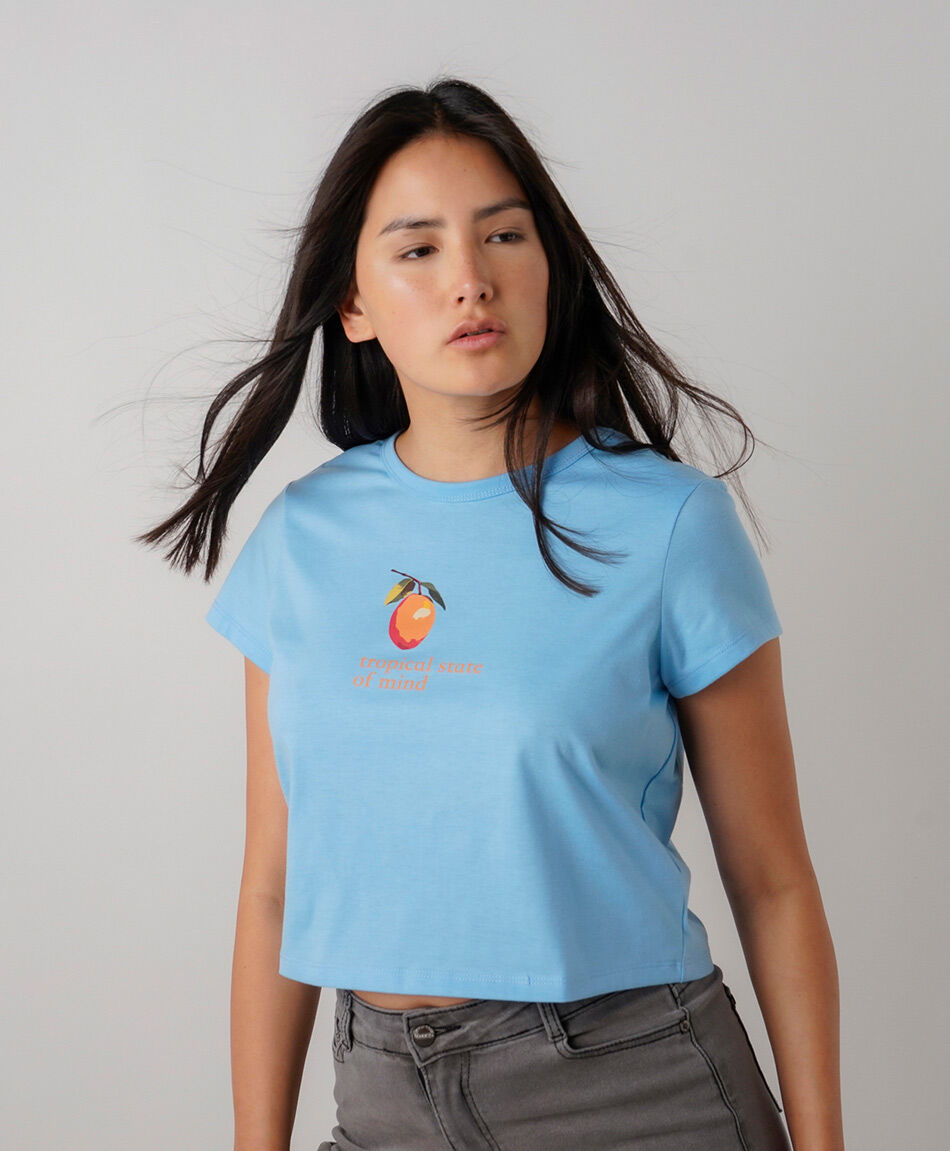 Polera mujer crop naranja