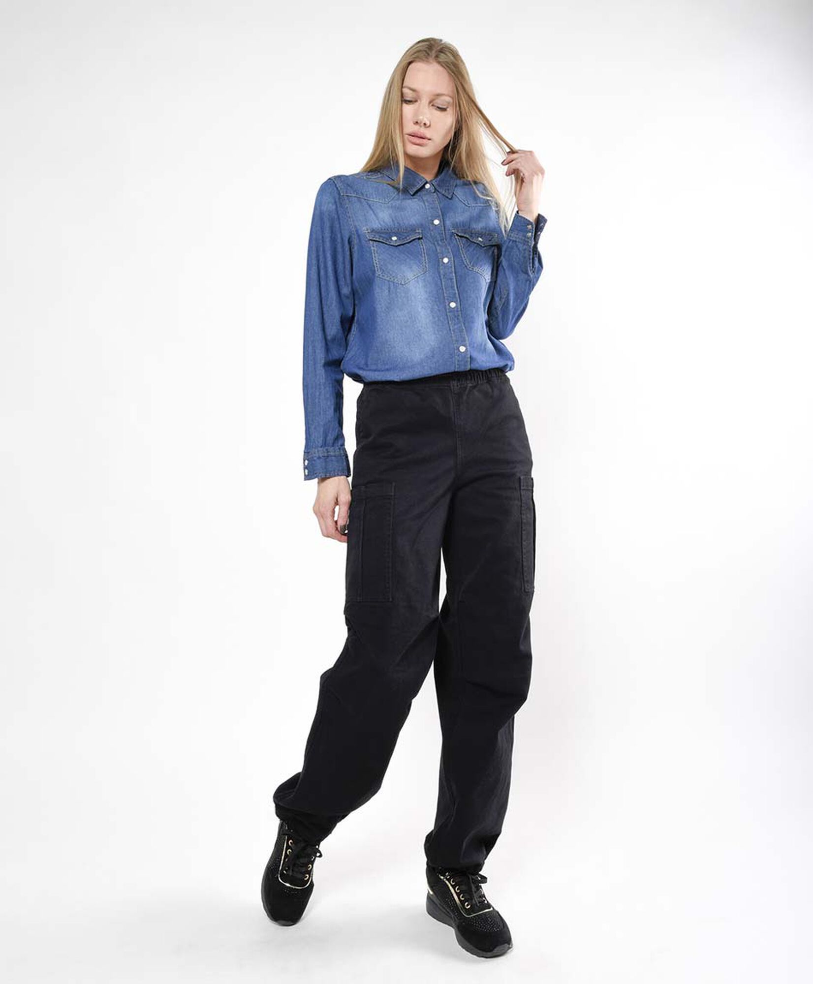 Pantalón mujer cargo elásticos wide Pantalón mujer cargo elásticos wide