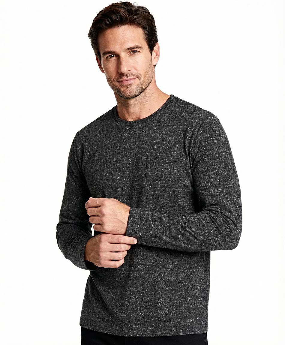 Polera hombre dise&ntilde; gris jaspeado