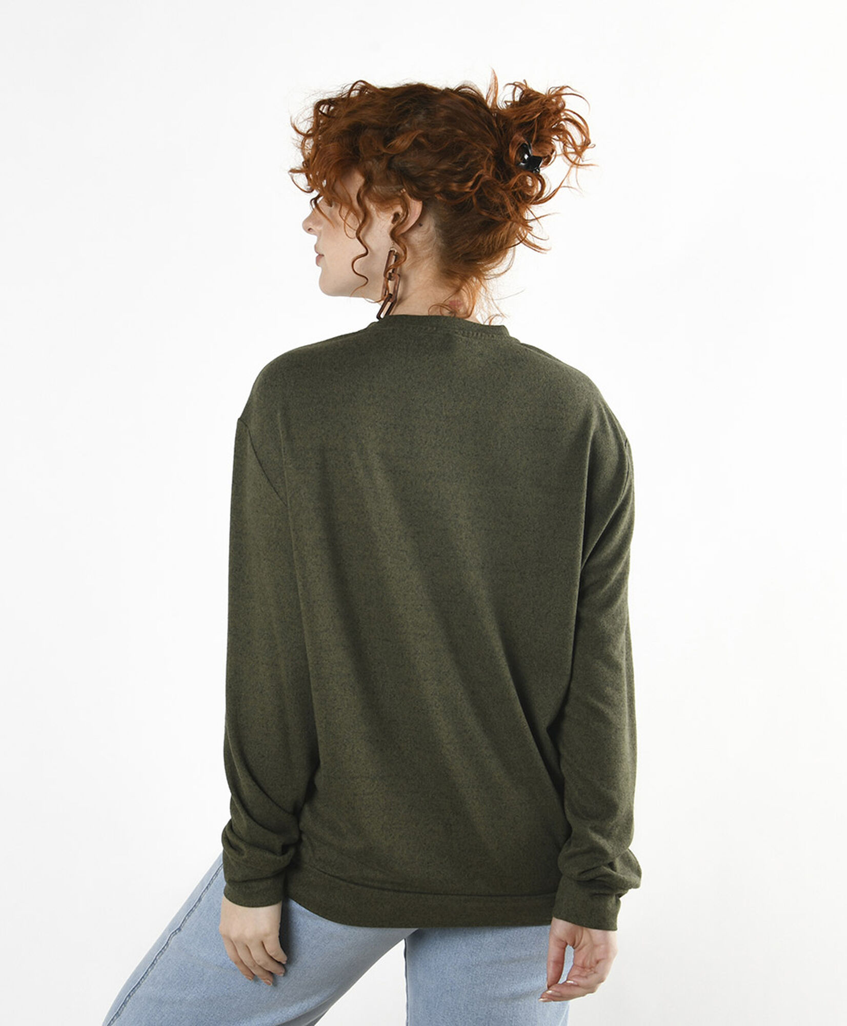 Polerón mujer jaspeado verde Polerón mujer jaspeado verde