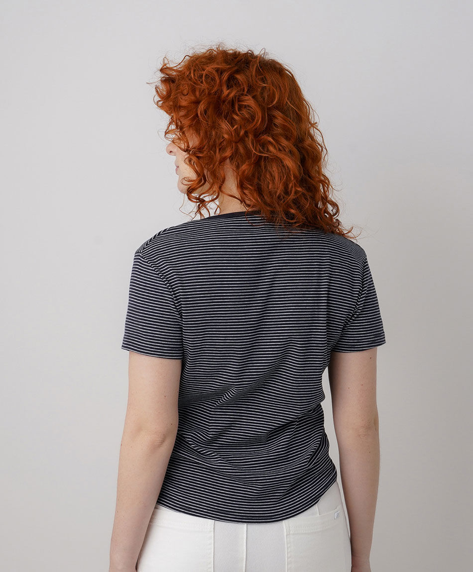 Polera mujer listas bicolor