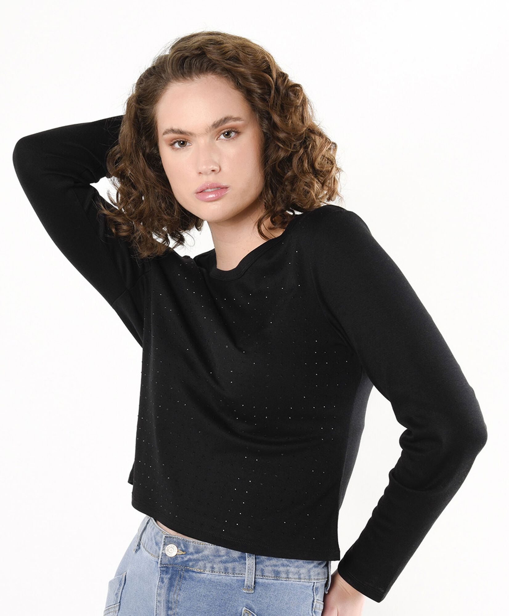 Polera mujer brillos negra Polera mujer brillos negra