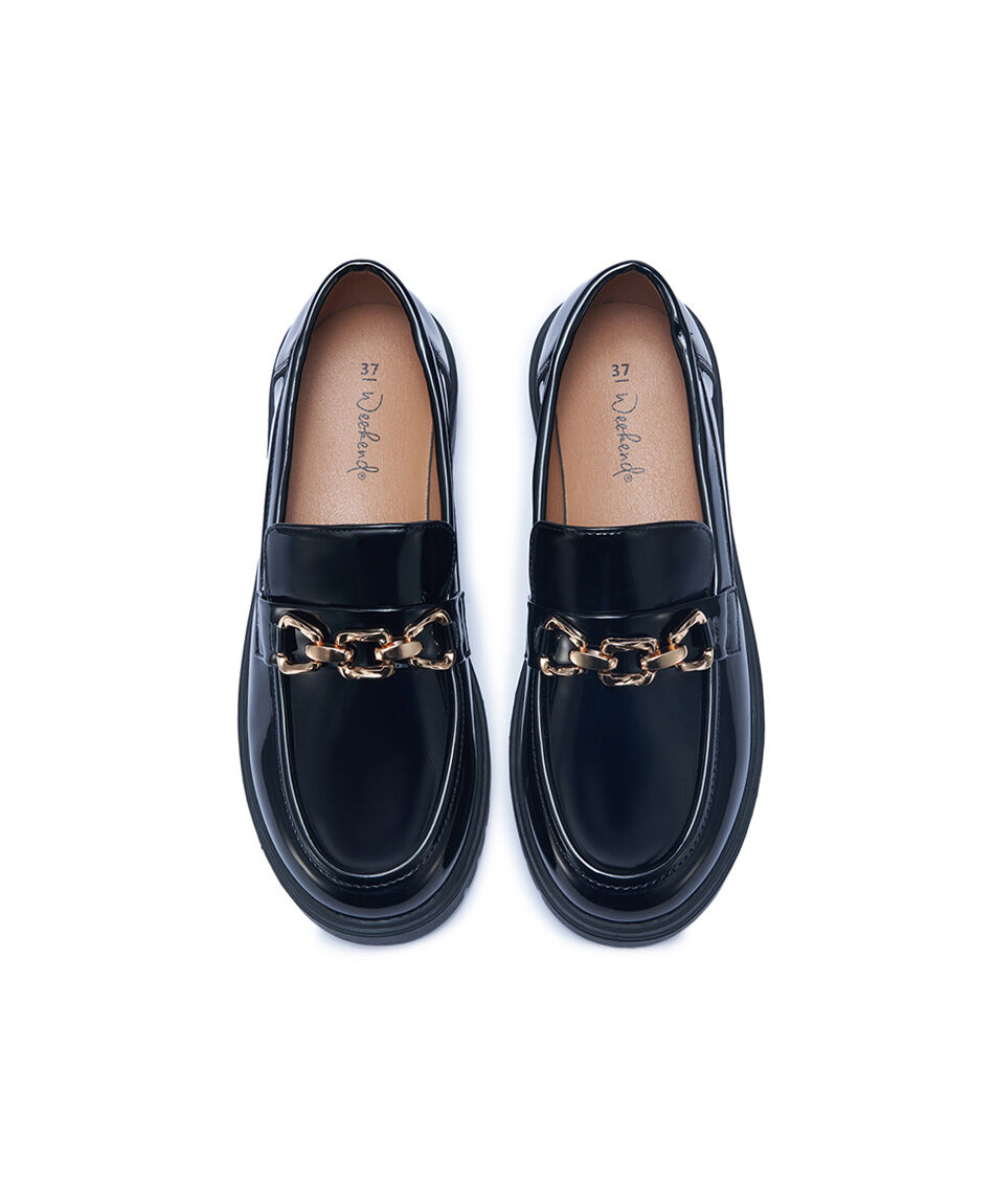 Mocasin mujer hebilla dorada