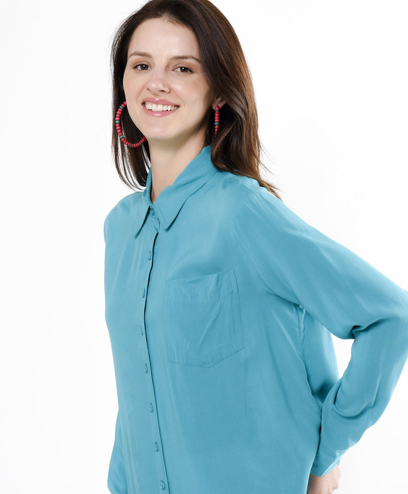 Blusa mujer lisa turquesa Blusa mujer lisa turquesa