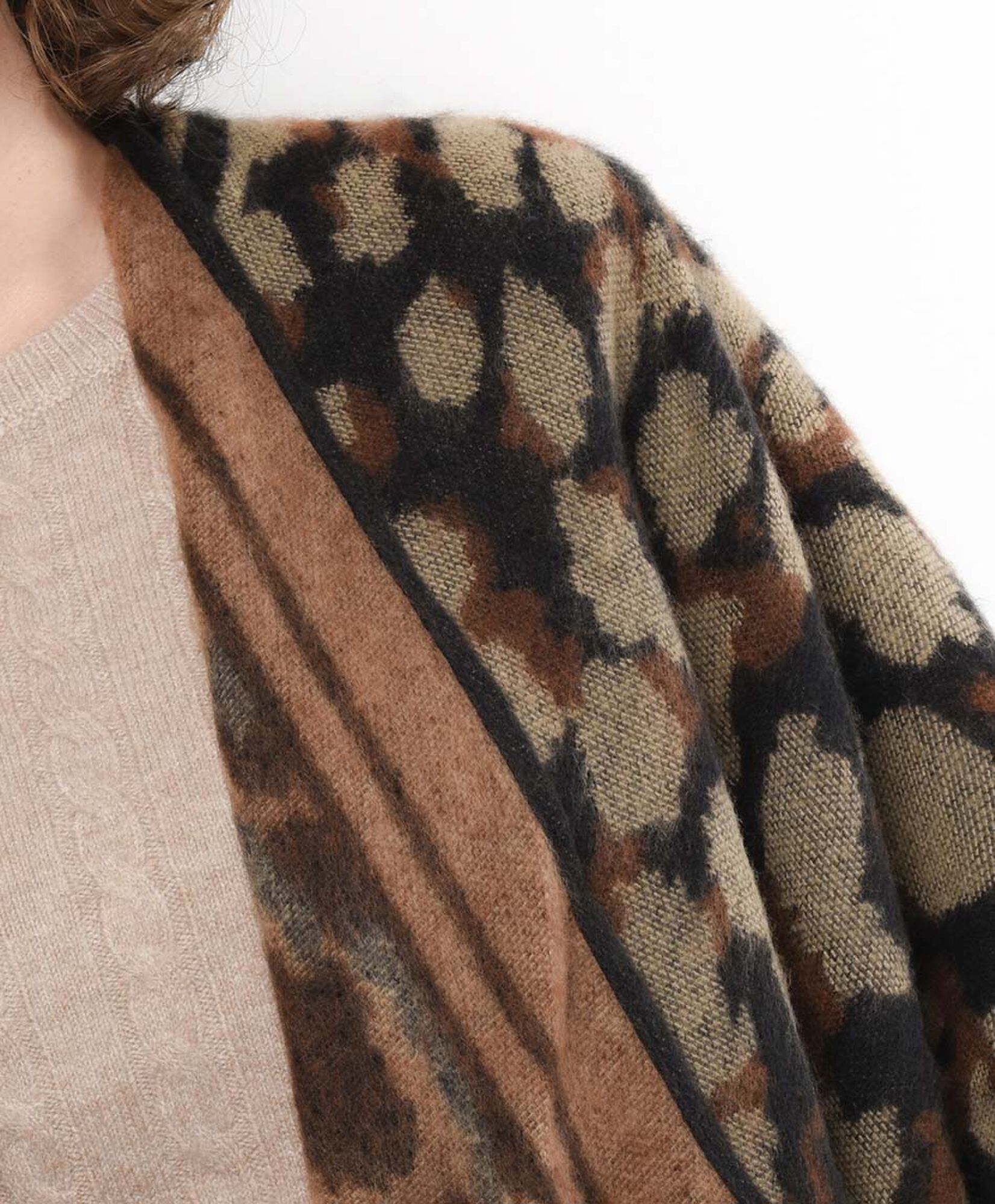 Poncho mujer animal print flecos Poncho mujer animal print flecos