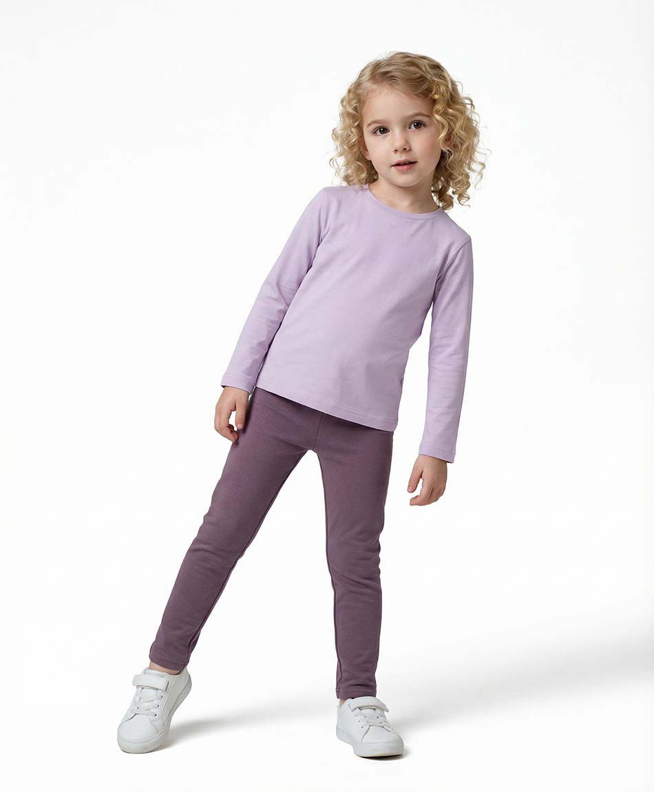 Leggins ni&ntilde;a forrada lisa moradas