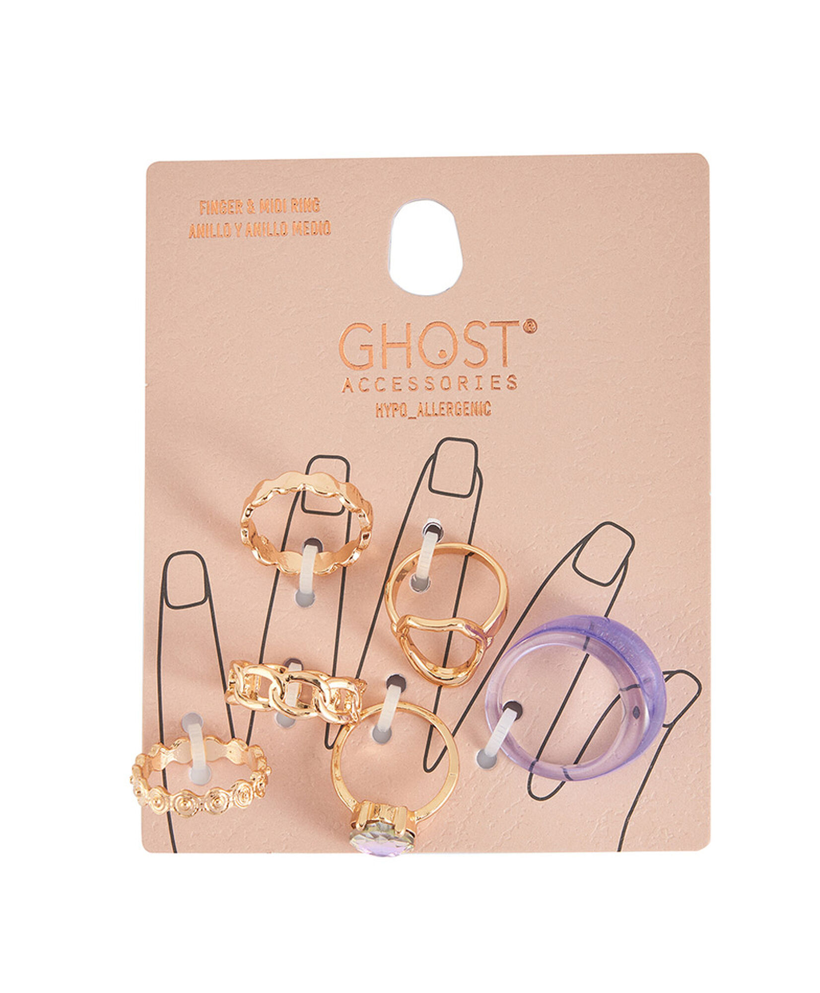 Set 6 anillos mujer detalles lilas Set 6 anillos mujer detalles lilas