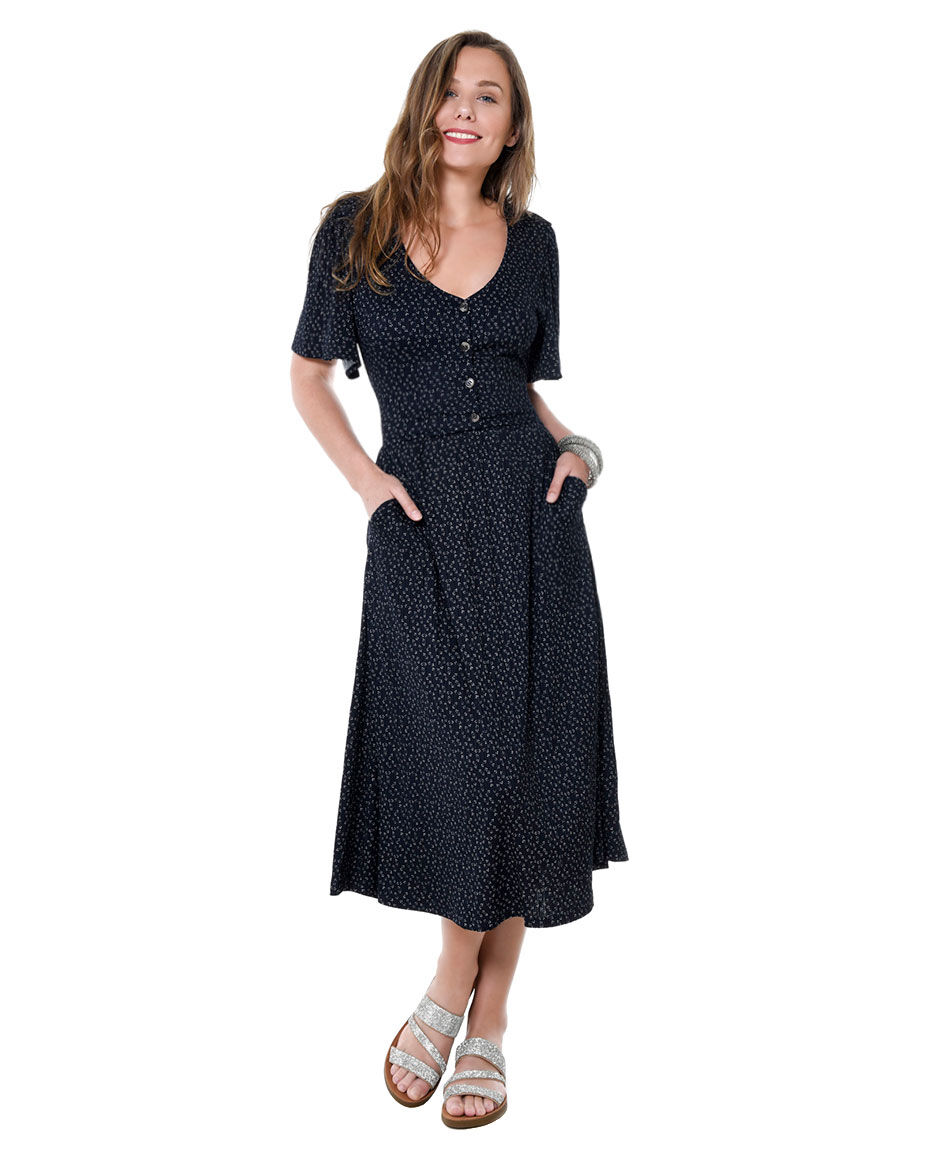 Vestido estampado botones