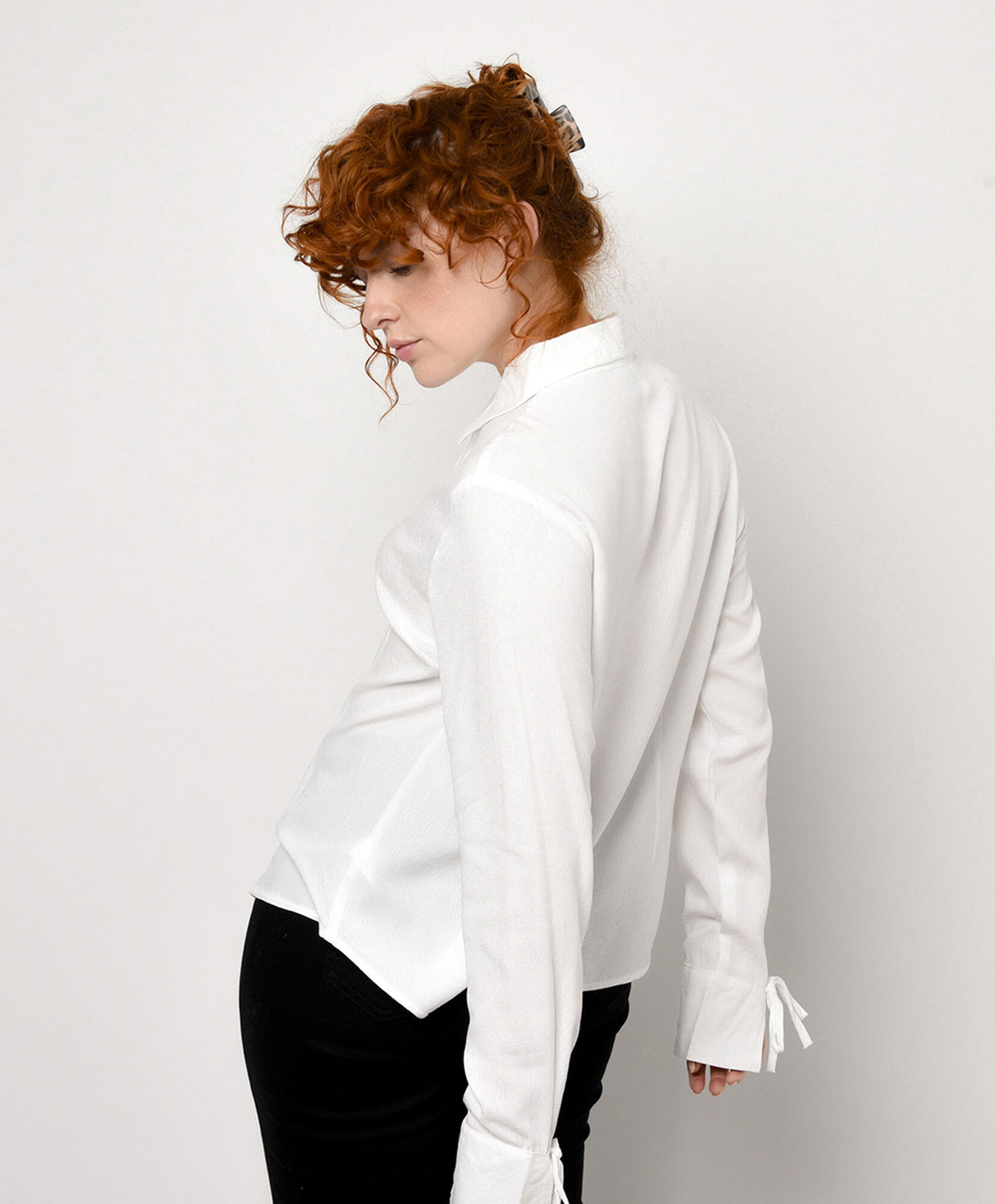 Blusa mujer jacquard lazo en mangas Blusa mujer jacquard lazo en mangas