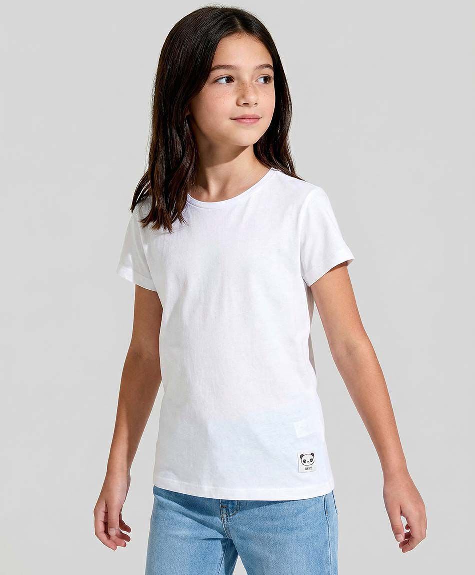 Polera ni&ntilde;a b&aacute;sica blanca