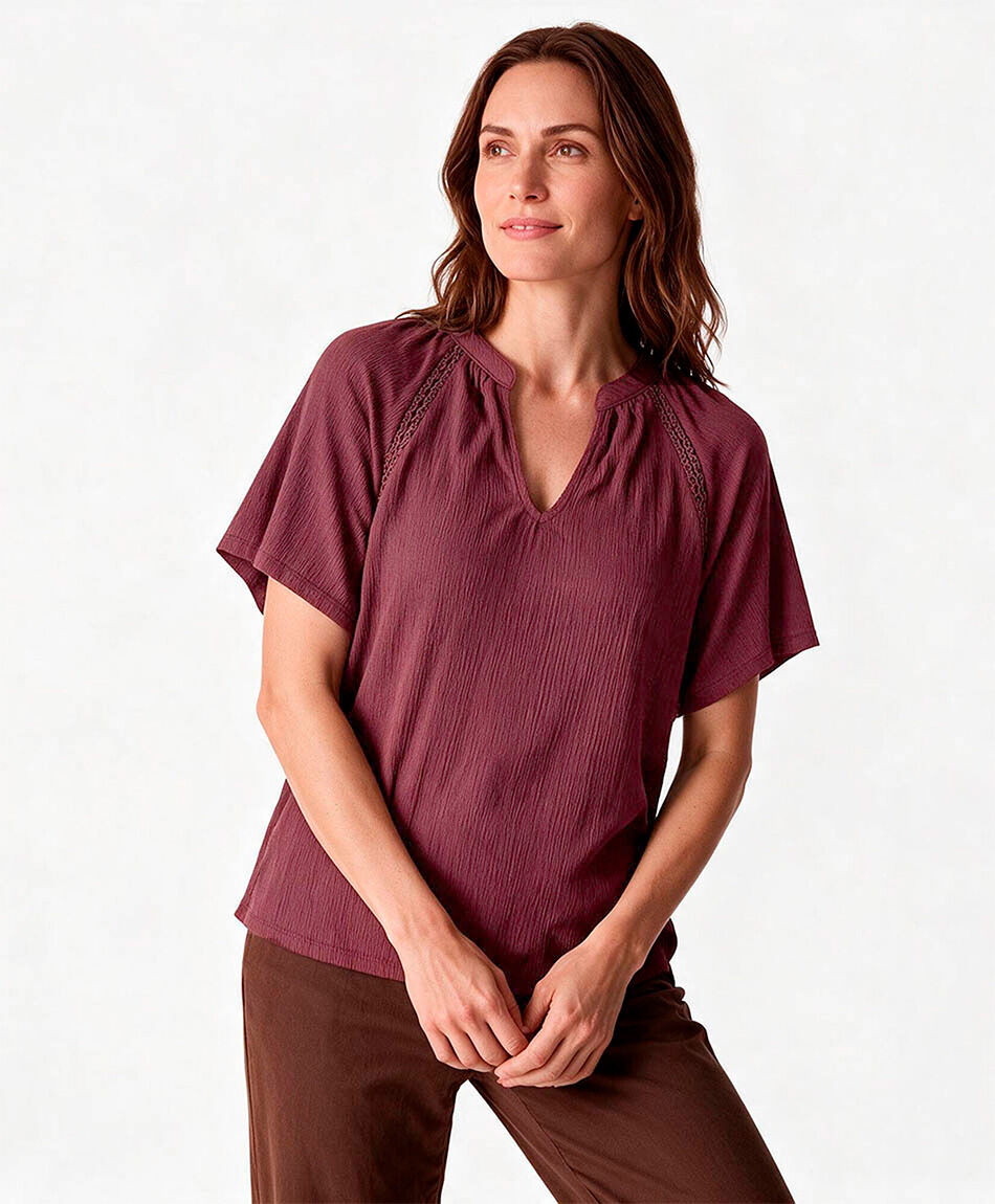 Polera mujer mao encajes