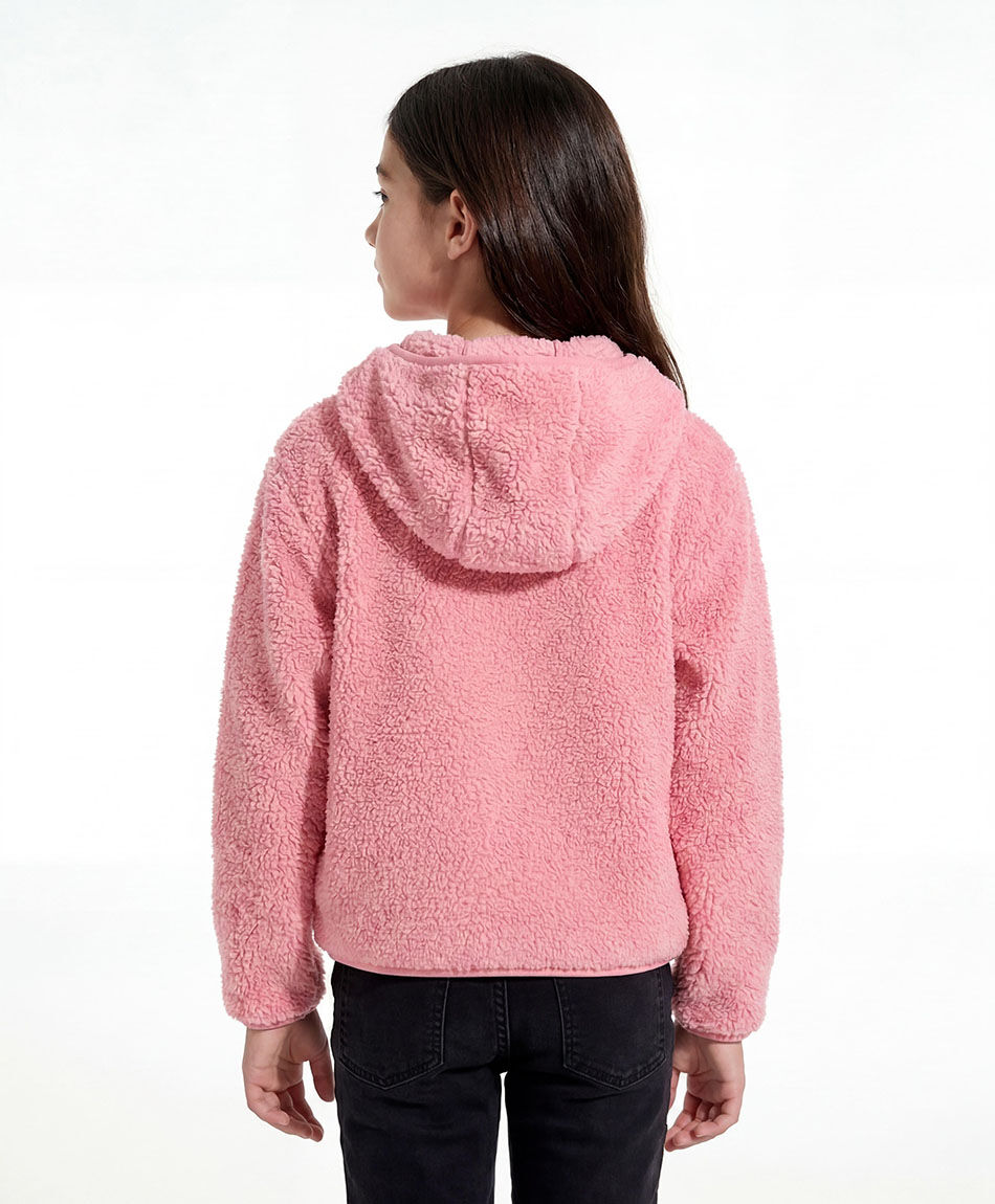 Poler&oacute;n ni&ntilde;a tela sherpas rosa
